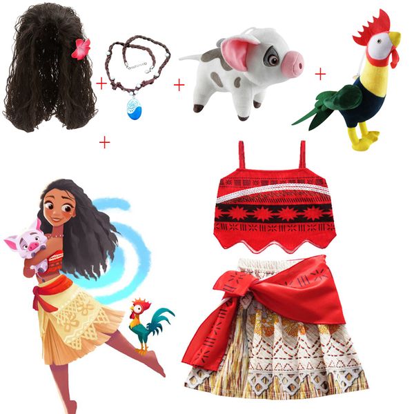 kids girls clothes cosplay princess dress children vaiana girls party costume dresses with necklace pet pig chick girl set, White
kids girls clothes cosplay princess dress children vaiana girls party costume dresses with necklace pet pig chick girl set, White