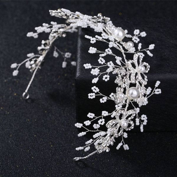 bride wedding headwear exquisite manual pearl hair band hair decorate soft chain head hoop, Silver
bride wedding headwear exquisite manual pearl hair band hair decorate soft chain head hoop, Silver