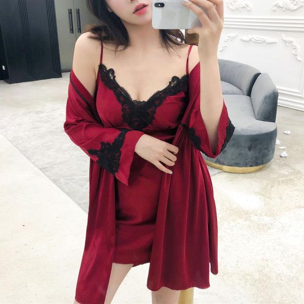 autumn women nightgown sets 2 pcs nightdress bathrobe female satin kimono bath gown sleepwear pink robes suit nightdress *, Black;red
autumn women nightgown sets 2 pcs nightdress bathrobe female satin kimono bath gown sleepwear pink robes suit nightdress *, Black;red