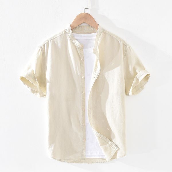 men's casual shirts cotton linen solid short-sleeved mandarin collar men business dress male camisas ts-580, White;black
men's casual shirts cotton linen solid short-sleeved mandarin collar men business dress male camisas ts-580, White;black