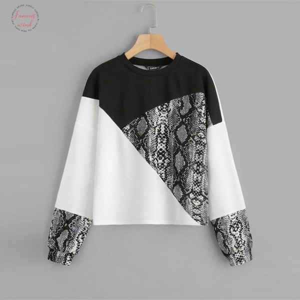 color block snake skin sweatshirt preppy round neck long sleeve pullovers women autumn multicolor sweatshirts drop shipping, Black
color block snake skin sweatshirt preppy round neck long sleeve pullovers women autumn multicolor sweatshirts drop shipping, Black