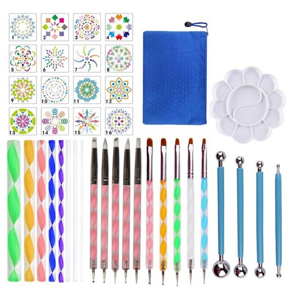 40pcs/set Mandala Dotting Tools Set For Diy Painting Rock Stencils Brush X6hb