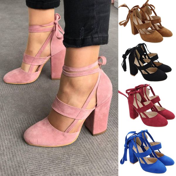 women plus size ankle strap high heels flock gladiator shoes lace up thick heel fashion hollow female party wedding pumps, Black
women plus size ankle strap high heels flock gladiator shoes lace up thick heel fashion hollow female party wedding pumps, Black