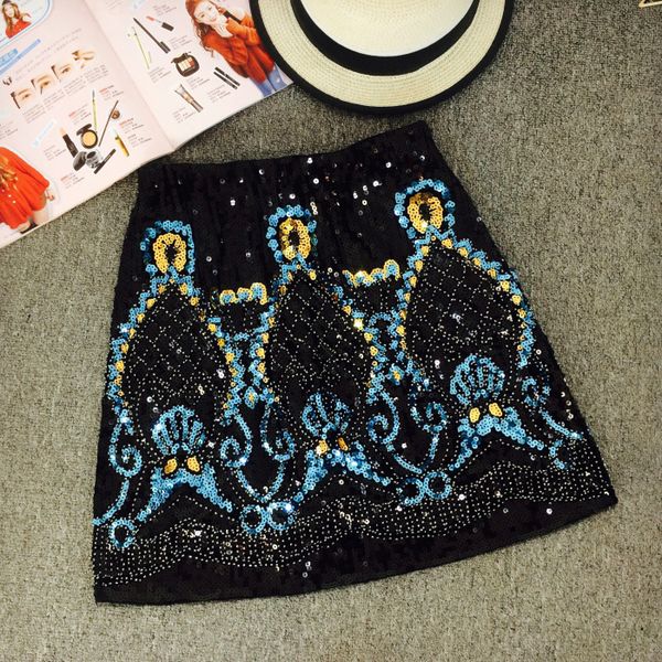 new women luxury shinny bling paillette sequined a-line baroque style short skirt party skirt, Black
new women luxury shinny bling paillette sequined a-line baroque style short skirt party skirt, Black