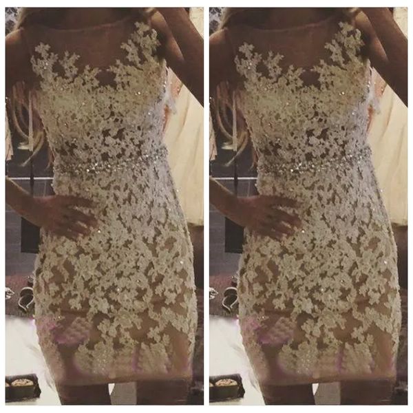 sheer lace appliques slim sheath cocktail dresses beading sequins crystal waist homecoming prom party gowns short mini vestidos festa, Black
sheer lace appliques slim sheath cocktail dresses beading sequins crystal waist homecoming prom party gowns short mini vestidos festa, Black