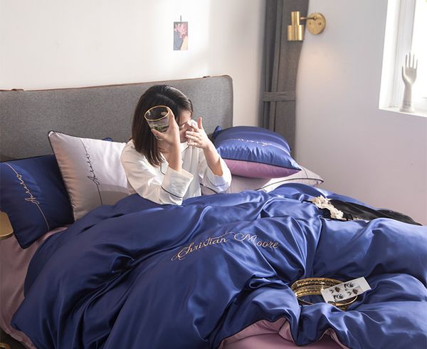 new bed linings set bedding set bedclothes flat bed sheet quilt cover pillowcase full king bedroom home textile silk blue
new bed linings set bedding set bedclothes flat bed sheet quilt cover pillowcase full king bedroom home textile silk blue