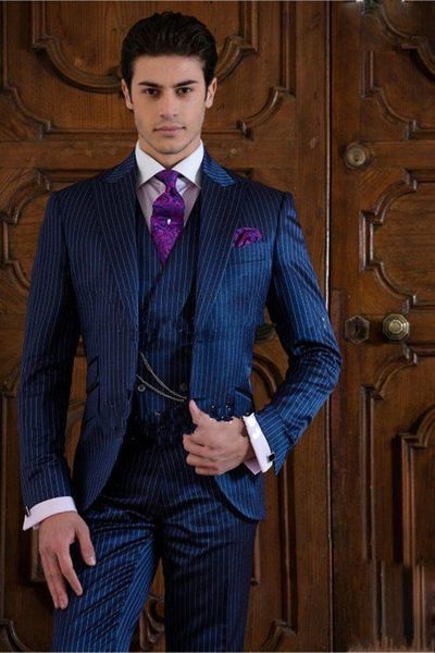 new custom design two buttons blue strips wedding groom tuxedos peak lapel groomsmen mens dinner blazer suits (jacket+pants+vest+tie) 490, Black;gray
new custom design two buttons blue strips wedding groom tuxedos peak lapel groomsmen mens dinner blazer suits (jacket+pants+vest+tie) 490, Black;gray