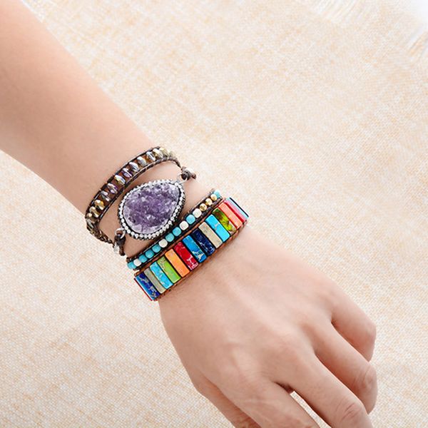 exotic bracelet jewelry handmade multi color natural stone tube beads leather wrap bracelet couples bracelets for drop shipping, Black
exotic bracelet jewelry handmade multi color natural stone tube beads leather wrap bracelet couples bracelets for drop shipping, Black