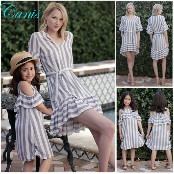 mother and daughter clothes cold shoulder parent-child dess family matching girl summer fashion casual striped vacation dress, Blue
mother and daughter clothes cold shoulder parent-child dess family matching girl summer fashion casual striped vacation dress, Blue