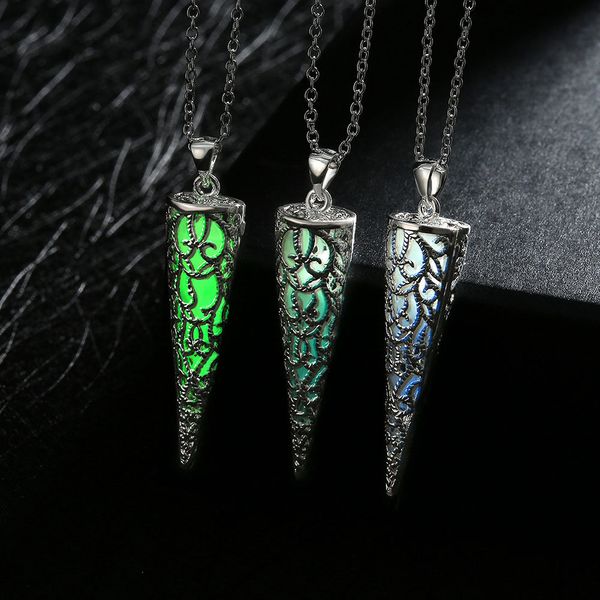 2019 jingyang ladies necklace fluorescent fashion hollow pendant luminous cone necklace, Silver
2019 jingyang ladies necklace fluorescent fashion hollow pendant luminous cone necklace, Silver
