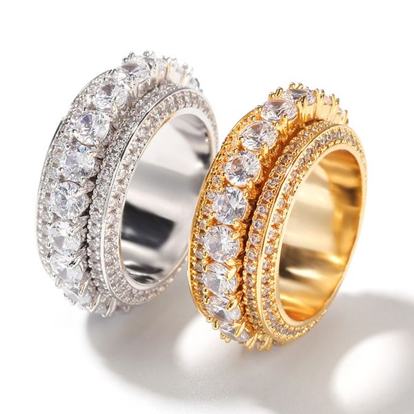 new personalized gold bling cz cubic zirconia rotate finger ring iced out diamond band rings hip hop lovers jewelry gift for men women, Golden;silver
new personalized gold bling cz cubic zirconia rotate finger ring iced out diamond band rings hip hop lovers jewelry gift for men women, Golden;silver