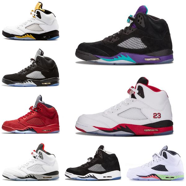 2019 mens basketball shoes 5 5s black grape fire red flight suit metallic silver cdp space jam oreo sport sneakers size 7-13, White;red
2019 mens basketball shoes 5 5s black grape fire red flight suit metallic silver cdp space jam oreo sport sneakers size 7-13, White;red