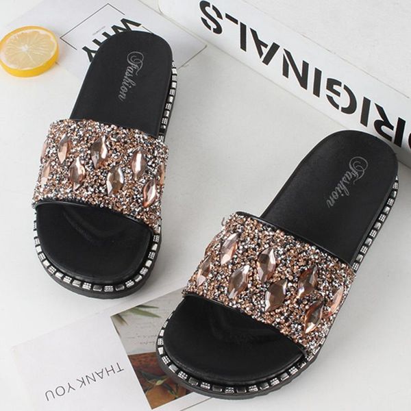 youyedian sequin slippers women shoes summer 2020 fashion crystal diamond bling summer elegant slides slipper chanclas mujer, Black 
youyedian sequin slippers women shoes summer 2020 fashion crystal diamond bling summer elegant slides slipper chanclas mujer, Black