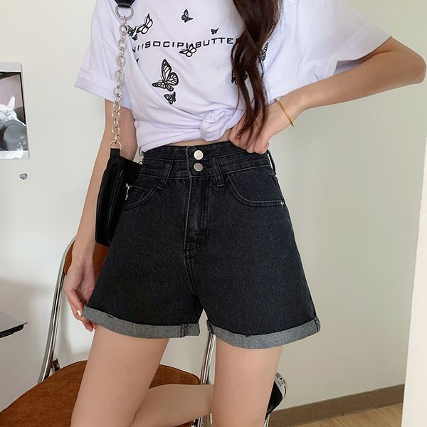 high waist denim shorts female casual ladies summer fashion roll up hem high waist pocket 2 buttons jeans female, White;black
high waist denim shorts female casual ladies summer fashion roll up hem high waist pocket 2 buttons jeans female, White;black