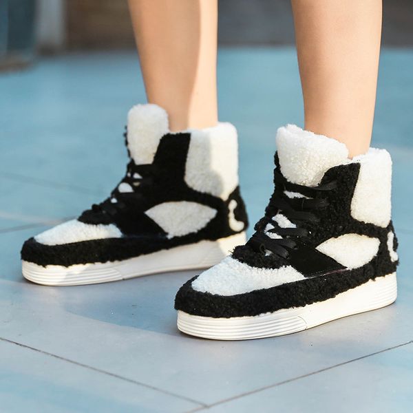 botas mujer invierno mixed colors furry shoes round toe zapatos de mujer lace up snow boots outdoor casual flat shoes woman, Black
botas mujer invierno mixed colors furry shoes round toe zapatos de mujer lace up snow boots outdoor casual flat shoes woman, Black