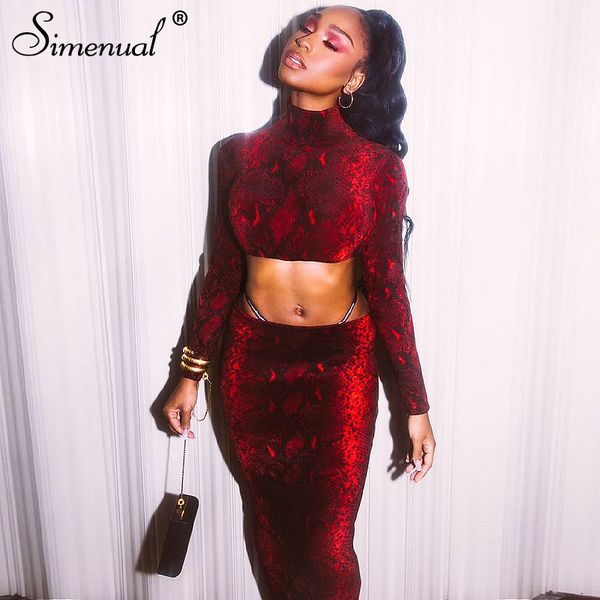 simenual snake print fashion 2020 women two piece set skinny party clubwear outfits long sleeve crop and skirt sets autumn, White
simenual snake print fashion 2020 women two piece set skinny party clubwear outfits long sleeve crop and skirt sets autumn, White