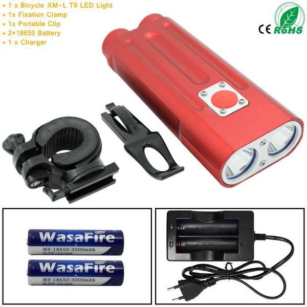 wasafire 7 modes 2 * xm-l t6 bicycle light waterproof bike front lights 2000lm cycling headlight with 2 * 18650 battery pack
wasafire 7 modes 2 * xm-l t6 bicycle light waterproof bike front lights 2000lm cycling headlight with 2 * 18650 battery pack