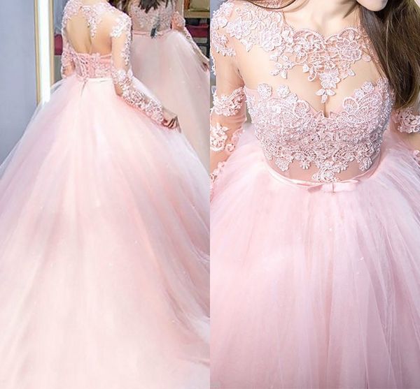 pink ball gowns graduation dresses 2019 illusion long sleeve lace jewel open back ribbon prom dress ball gown evening dress formal party, Black
pink ball gowns graduation dresses 2019 illusion long sleeve lace jewel open back ribbon prom dress ball gown evening dress formal party, Black