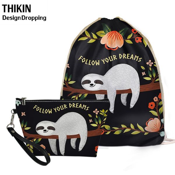 thikin 2pcs bag set cute cartoon sloth prints women drawstrings bags softback pu travel toiletry bag girls school storage
thikin 2pcs bag set cute cartoon sloth prints women drawstrings bags softback pu travel toiletry bag girls school storage