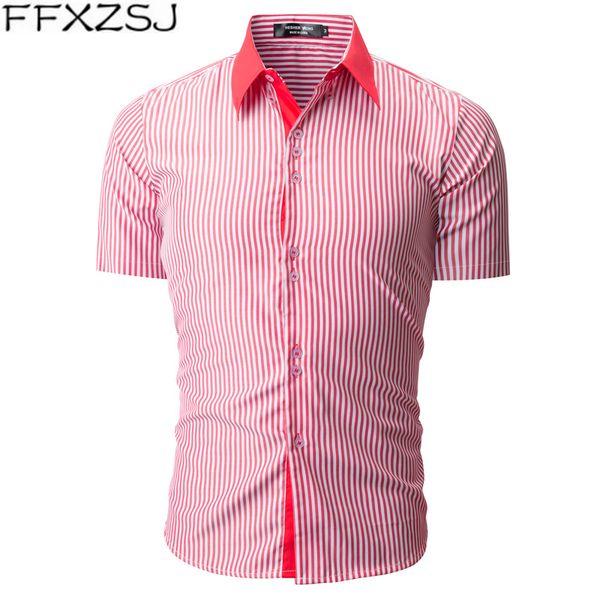 ffxzsj brand men's 2020 new men's classic striped shirt lapel casual slim short sleeve shirt striped single breasted, White;black
ffxzsj brand men's 2020 new men's classic striped shirt lapel casual slim short sleeve shirt striped single breasted, White;black