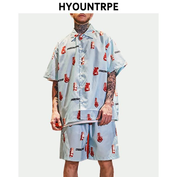 2 pieces sets men new fashion beef printed short sleeve shirts and drewstring elastic waist short pants summer streetwear set, Gray
2 pieces sets men new fashion beef printed short sleeve shirts and drewstring elastic waist short pants summer streetwear set, Gray