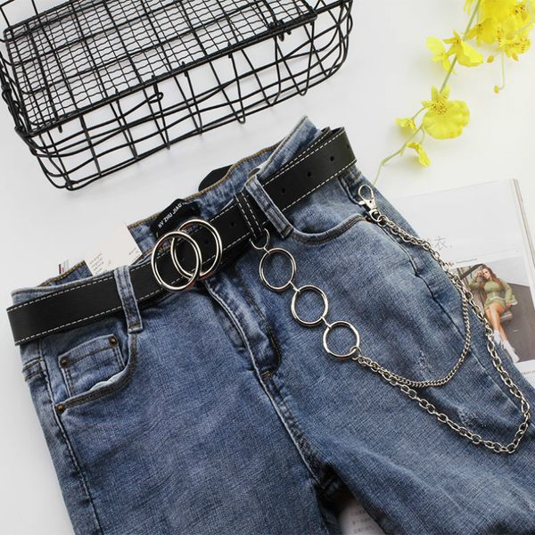 women double ring belt fashion waist chain punk belt pu leather metal buckle belts for ladies leisure dress jeans wild waistband, Black;brown
women double ring belt fashion waist chain punk belt pu leather metal buckle belts for ladies leisure dress jeans wild waistband, Black;brown
