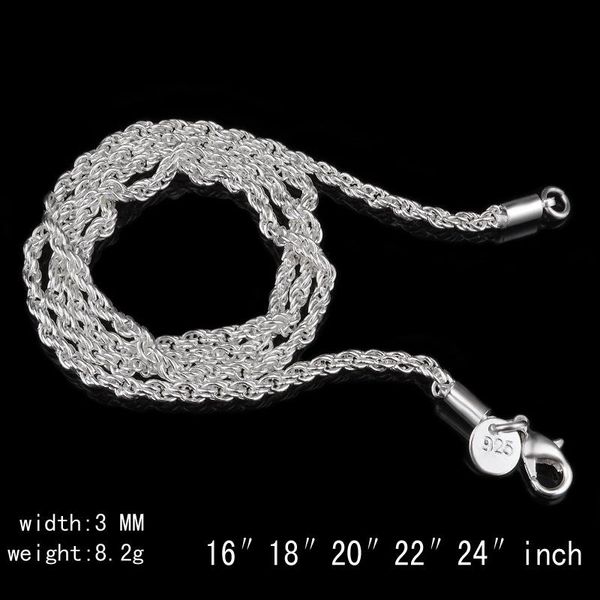 new 3mm twisted rope chains for women men 925 sterling silver choker necklaces jewelry in bulk 16-30 inches
new 3mm twisted rope chains for women men 925 sterling silver choker necklaces jewelry in bulk 16-30 inches