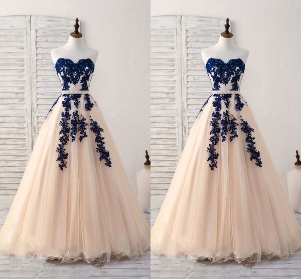 navy blue applique pearls sashes evening dress strapless open back a-line evening gowns prom dress formal party dress for special occasion, Black;red
navy blue applique pearls sashes evening dress strapless open back a-line evening gowns prom dress formal party dress for special occasion, Black;red