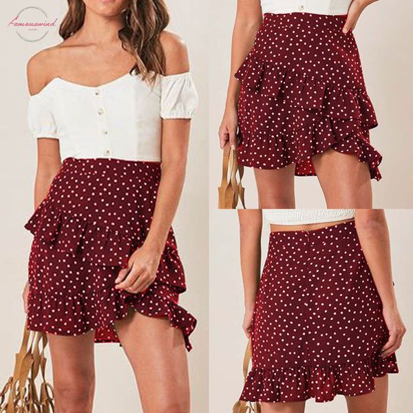 women high waist skirt red polka dot printed ruffled women skirt warp skirt mini bodycon, Black
women high waist skirt red polka dot printed ruffled women skirt warp skirt mini bodycon, Black