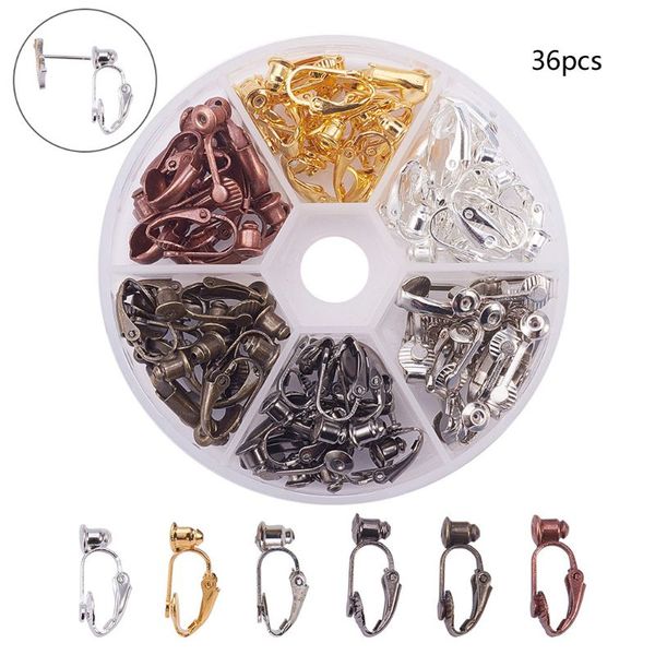 36pcs/box 6 colors brass stud to clip on earring converters for non-pierced ears, Silver
36pcs/box 6 colors brass stud to clip on earring converters for non-pierced ears, Silver