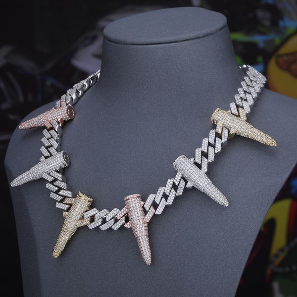 new arrival personalized guys mens 18k gold punk stud bullet chain necklace hip hop bling cubic zirconia bing choker chains jewelry for guys, Silver
new arrival personalized guys mens 18k gold punk stud bullet chain necklace hip hop bling cubic zirconia bing choker chains jewelry for guys, Silver