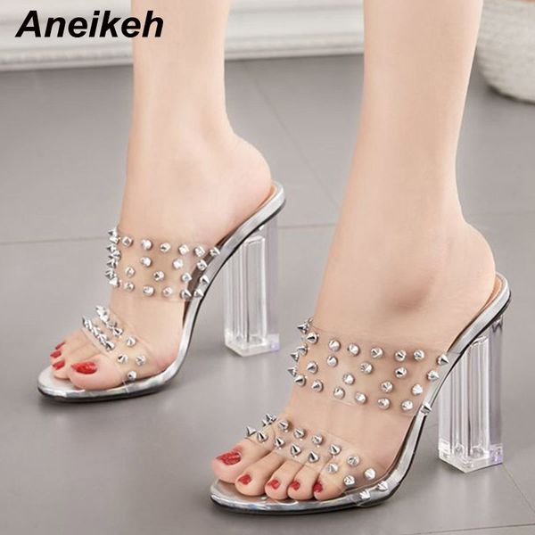 aneikeh newsummer 2020 pvc rivet fashion women sandals peep toe perspex heel high heels sandals dress lady shoes size 35-42, Black
aneikeh newsummer 2020 pvc rivet fashion women sandals peep toe perspex heel high heels sandals dress lady shoes size 35-42, Black