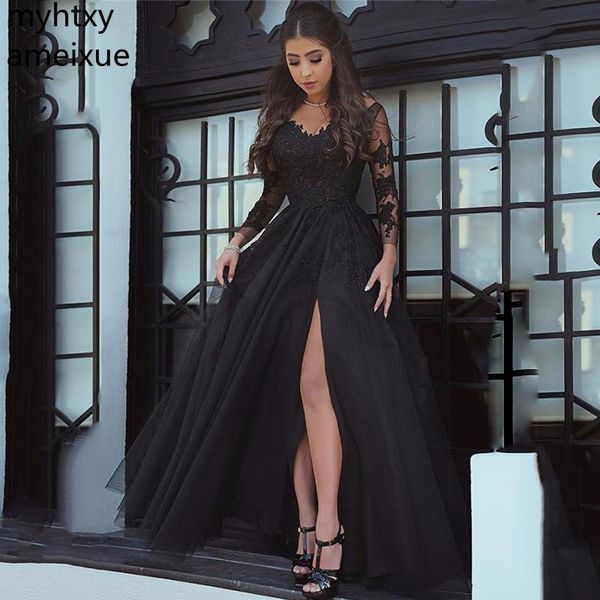 slit black prom dresses 2020 lace long sleeve elegant formal evening gowns party for woman vestidos de gala plus size, White;black
slit black prom dresses 2020 lace long sleeve elegant formal evening gowns party for woman vestidos de gala plus size, White;black