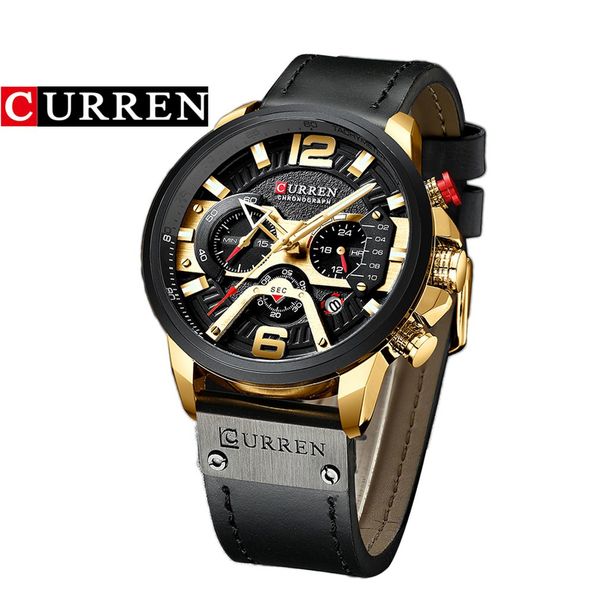 

carrian 8329 fashion men's waterproof watch six-pin multi-function watch large dial quartz casual, Slivery;brown
