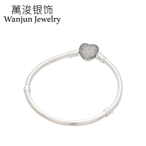 charm bracelets wanjun jewelry 100% 925 sterling fashion diy pave heart shape buckle classic snake bones chain gifts, Golden;silver
charm bracelets wanjun jewelry 100% 925 sterling fashion diy pave heart shape buckle classic snake bones chain gifts, Golden;silver