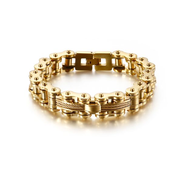 high-quality fashion men black gold engine bike chain titanium steel cable wire locomotive bicycle bike chain bracelets jewelry
high-quality fashion men black gold engine bike chain titanium steel cable wire locomotive bicycle bike chain bracelets jewelry