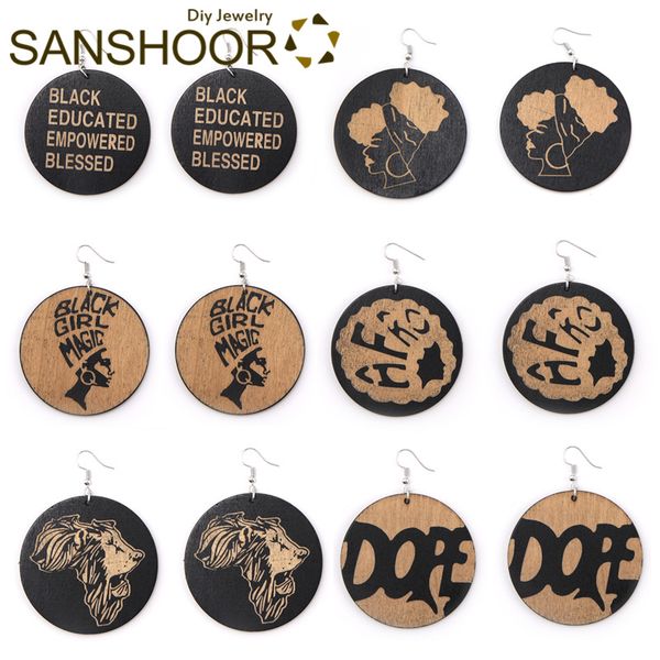 sanshoor mixed afro black craved wood drop earrings with natural hair dope african map pattern as women christmas gift 6pairs, Silver
sanshoor mixed afro black craved wood drop earrings with natural hair dope african map pattern as women christmas gift 6pairs, Silver