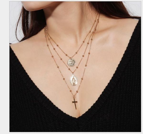 ornaments retro personality euro-fan necklace ornaments the virgin mary cross hanging multilayer bronze bead necklace, Silver
ornaments retro personality euro-fan necklace ornaments the virgin mary cross hanging multilayer bronze bead necklace, Silver