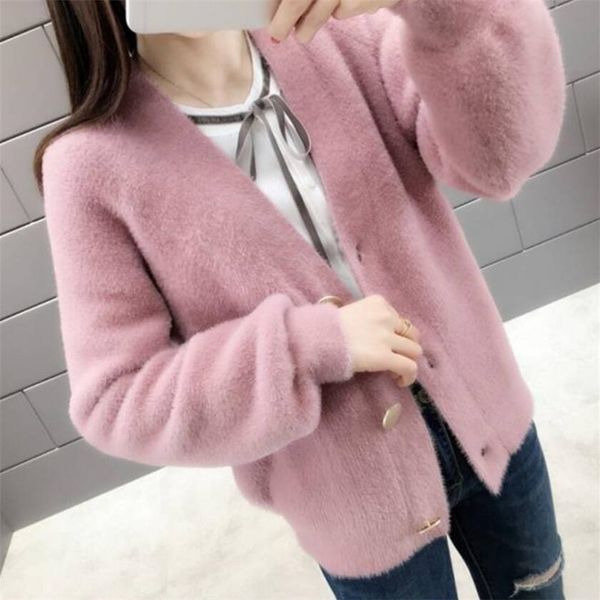 2019 women mink cashmere sweater female solid v neck cardigans full sleeve with button lantern sleeve, White
2019 women mink cashmere sweater female solid v neck cardigans full sleeve with button lantern sleeve, White