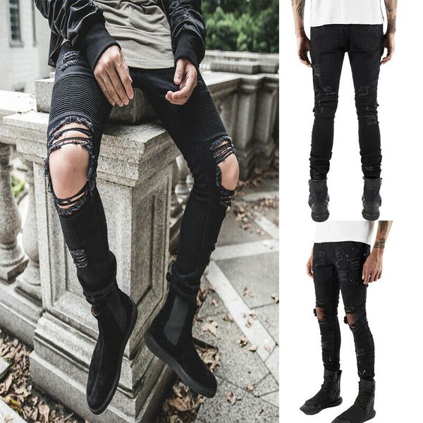hirigin brand fashion men jeans hip hop cool streetwear biker patch hole ripped skinny jeans slim fit mens clothes pencil jeans, Blue
hirigin brand fashion men jeans hip hop cool streetwear biker patch hole ripped skinny jeans slim fit mens clothes pencil jeans, Blue