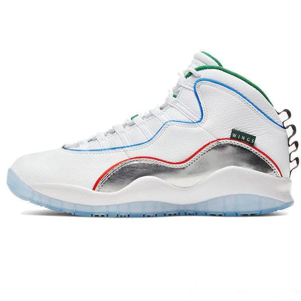 10 wings white silver mudguard for men basketball shoes green clover chrome black men designer sports sneakers come with box, White;red
10 wings white silver mudguard for men basketball shoes green clover chrome black men designer sports sneakers come with box, White;red