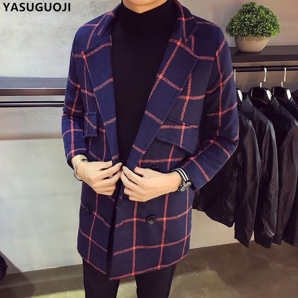 yasuguoji new 2019 fashion plaid coats for men winter wollen coat men slim fit mens overcoats mens trench coat jacket palto, Black 
yasuguoji new 2019 fashion plaid coats for men winter wollen coat men slim fit mens overcoats mens trench coat jacket palto, Black