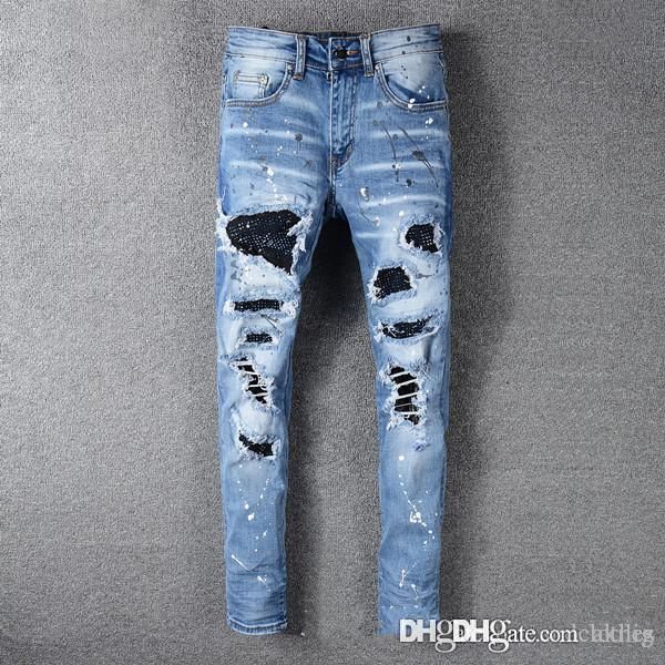 mens 2020 luxury designer clothes jeans apparel fashion trousers mens washed patch collage tight-fitting mens ripped skinny jeans, Blue
mens 2020 luxury designer clothes jeans apparel fashion trousers mens washed patch collage tight-fitting mens ripped skinny jeans, Blue