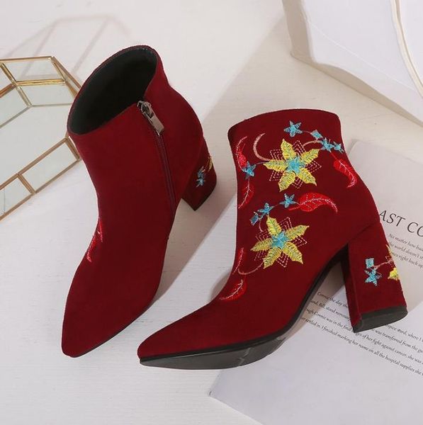 with box size 33 to 42 43 chic red embroidery ankle booties add plush chunky heel boots luxury designer women boots, Black
with box size 33 to 42 43 chic red embroidery ankle booties add plush chunky heel boots luxury designer women boots, Black