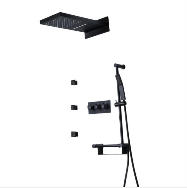 bathroom 3 jets massage spa shower cold 4 way brass diverter valve set high flow shower head matt black finish
bathroom 3 jets massage spa shower cold 4 way brass diverter valve set high flow shower head matt black finish