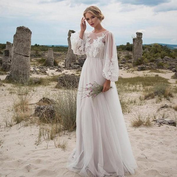 boho wedding dresses long sleeves bohemian wedding dresses appliques tulle floor length beach wedding gowns bridal dresses, White
boho wedding dresses long sleeves bohemian wedding dresses appliques tulle floor length beach wedding gowns bridal dresses, White