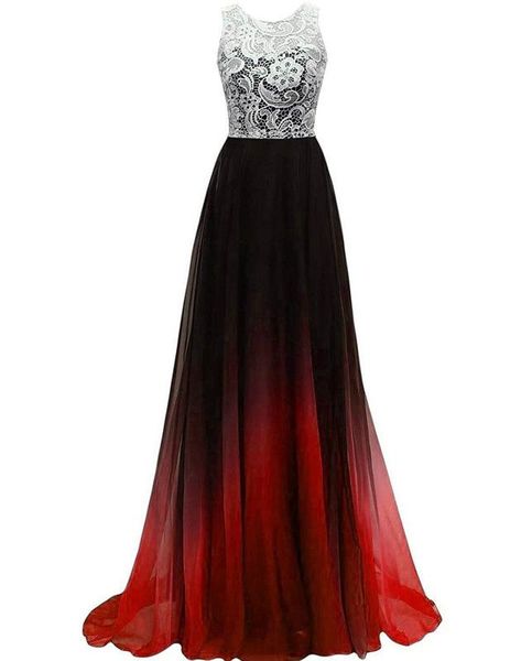 gardlilac 2020 lace long prom dresses gradient color long chiffon evening dresses, White;black
gardlilac 2020 lace long prom dresses gradient color long chiffon evening dresses, White;black