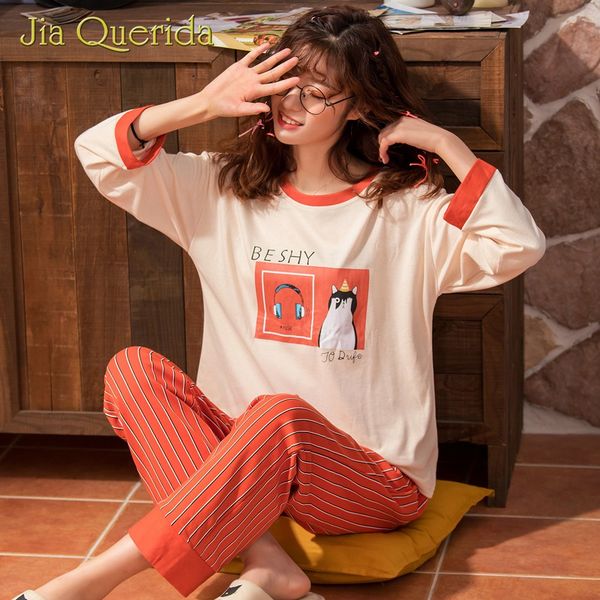women pajamas round neck pijamas set orange cotton long sleeves striped pants autumn leisure loungewear ladies sleeping clothes, Black;red
women pajamas round neck pijamas set orange cotton long sleeves striped pants autumn leisure loungewear ladies sleeping clothes, Black;red