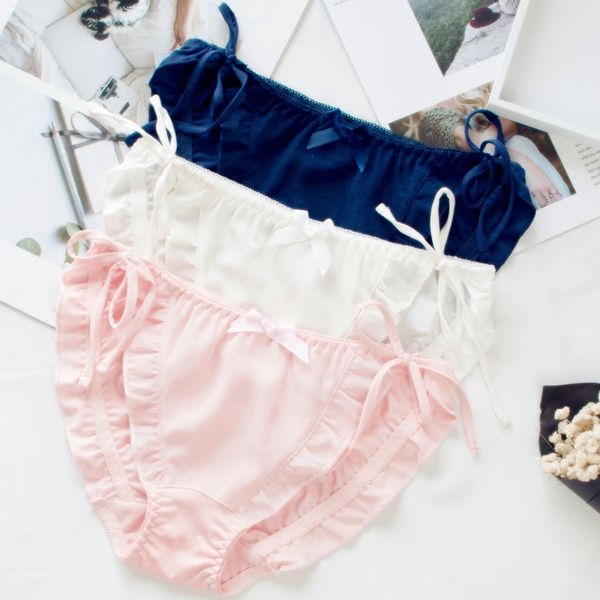 japanese sweet lace tied panties women thin fairy milk silk breathable briefs elegance bowknot ruffle soft sister briefs, Black;pink
japanese sweet lace tied panties women thin fairy milk silk breathable briefs elegance bowknot ruffle soft sister briefs, Black;pink