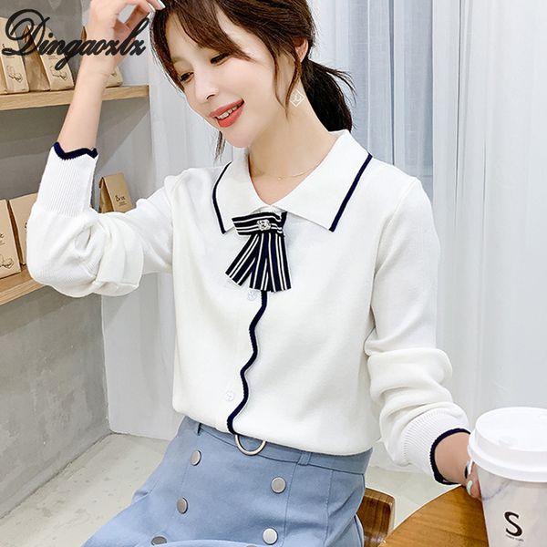 dingaozlz 2019 new fashion knitwear casual women pullovers casual stripes shirt bow tie turn down collar knitted sweater, White;black
dingaozlz 2019 new fashion knitwear casual women pullovers casual stripes shirt bow tie turn down collar knitted sweater, White;black